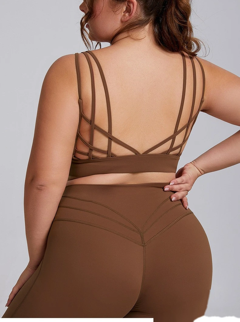 Customized plus size sports bra female sexy beauty back nude sports bra plus size yoga bra detail
