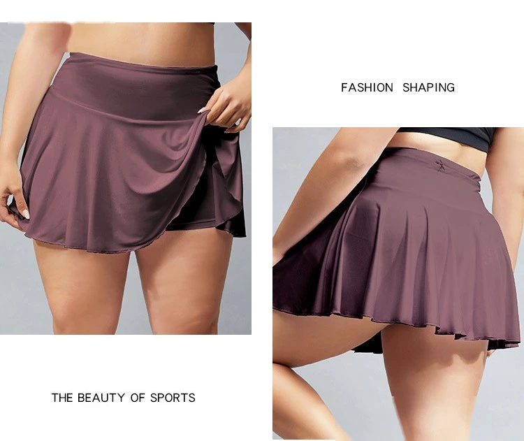 Women plus size high rise fitness quick dry running pleated tennis skirts detail