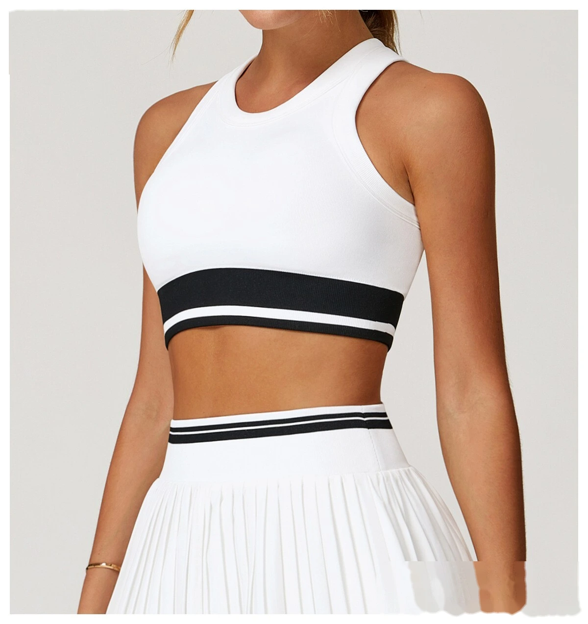 Customized seamless yoga vest contrast tight I-shaped underwear fitness running vest detail