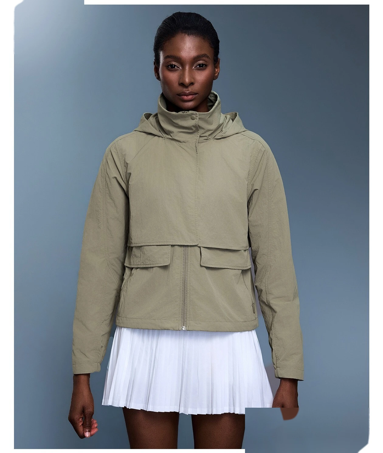 Customized outdoor waterproof sports windbreaker women's hooded casual jacket coat in autumn. detail