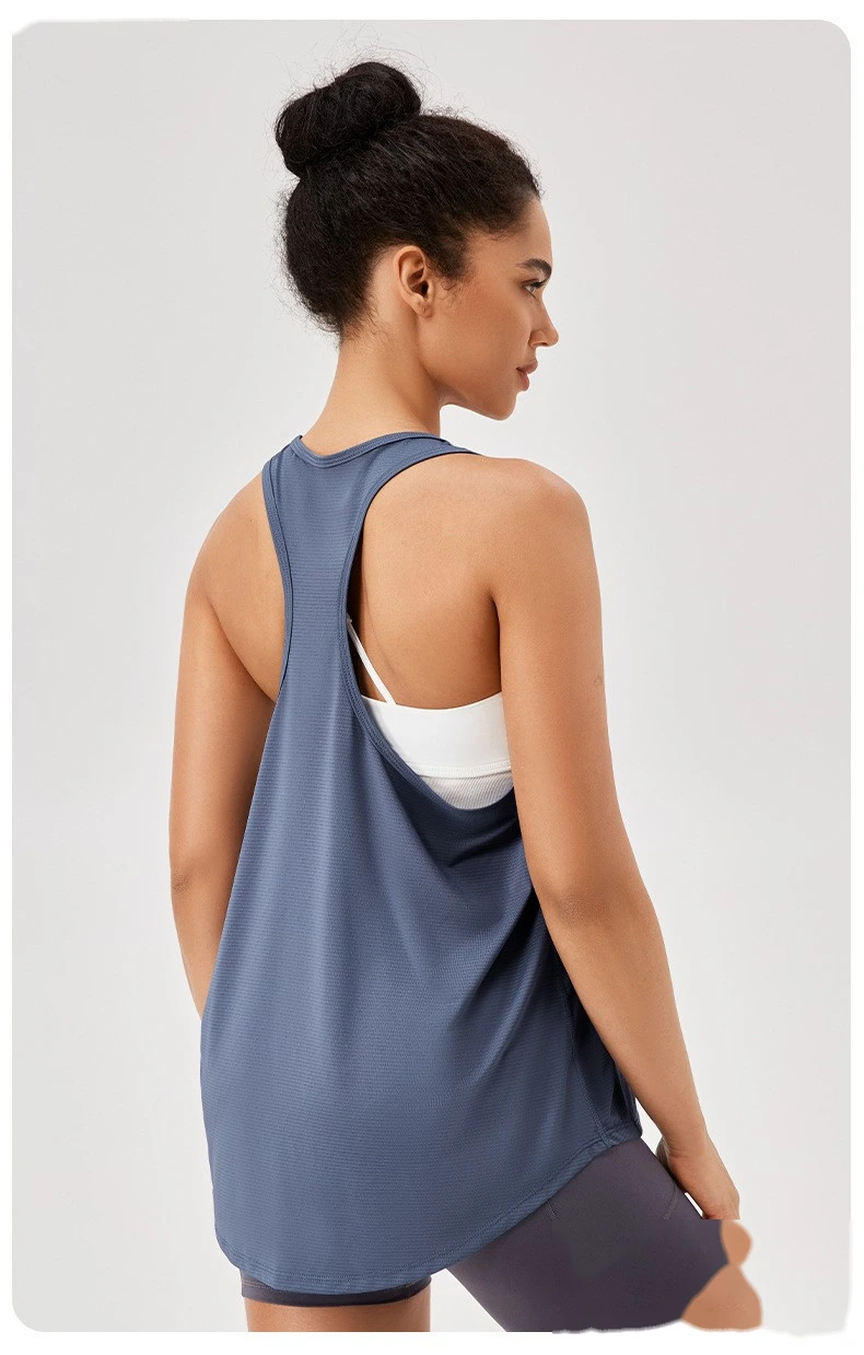 Sports blouse loose suspender vest yoga clothes breathable sleeveless fitness running top detail