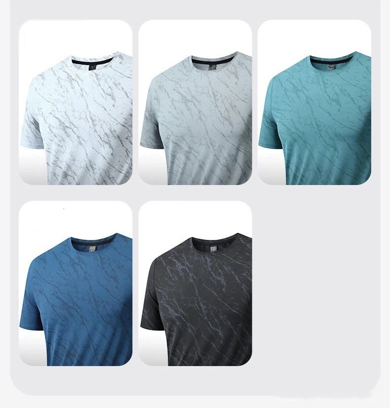 New Arrival Men’s Summer Short Sleeve T-Shirt Quick Dry Breathable Crew Neck Workout Running Top detail