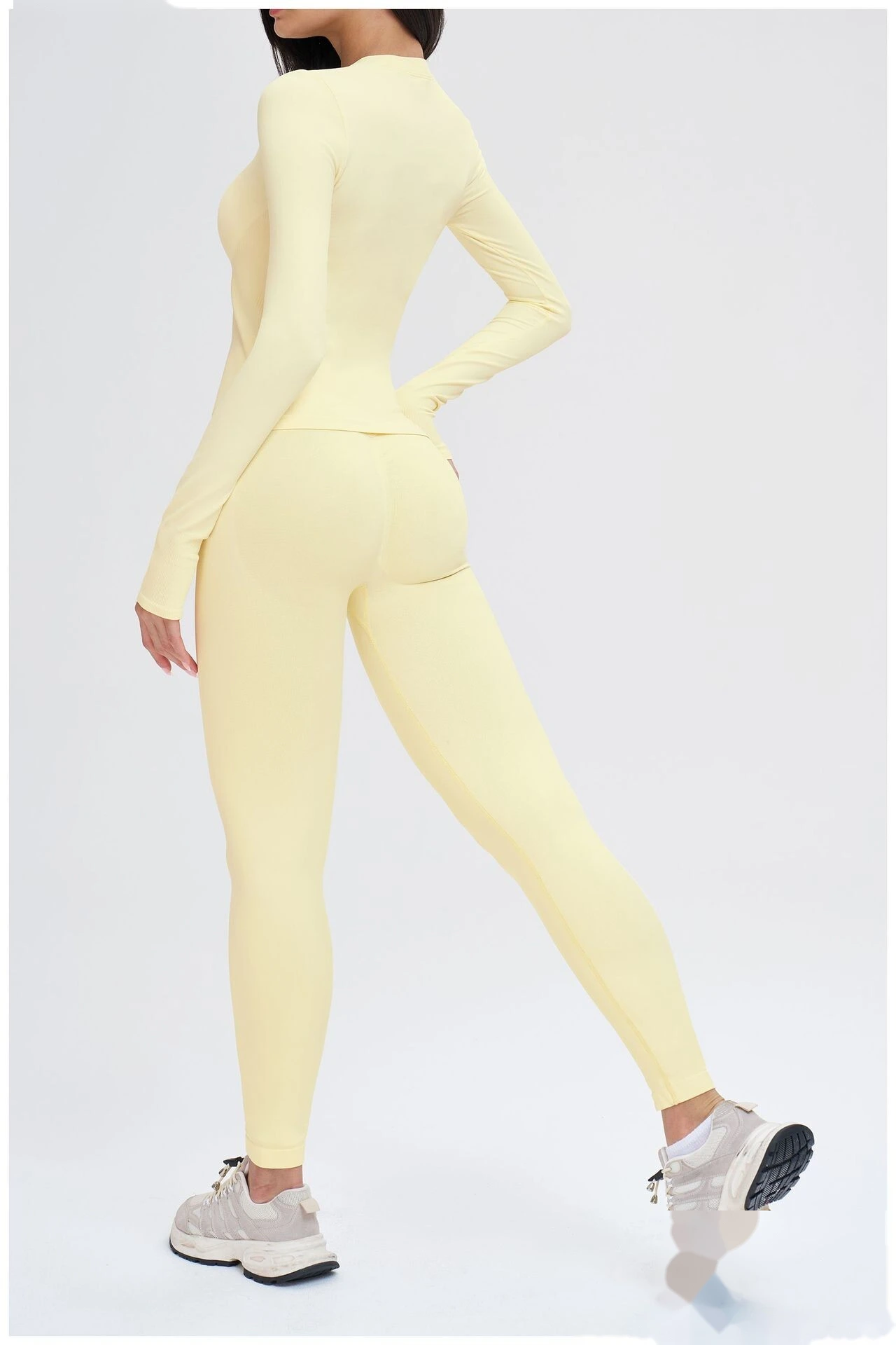Custom Seamless Yoga Long Sleeve - Women's Crew Neck Tight High-Stretch Running Fitness T-Shirt detail