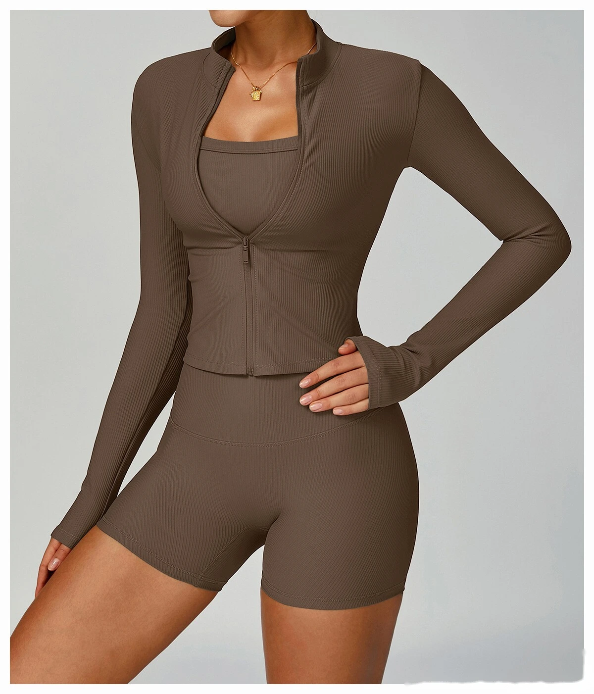 Custom-made stand-up collar slim yoga coat slim outdoor coat running fitness coat detail