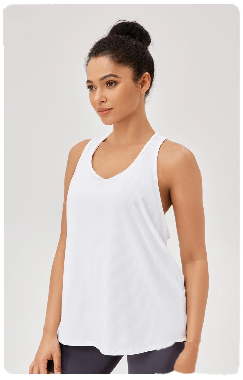 Sports blouse loose suspender vest yoga clothes breathable sleeveless fitness running top detail