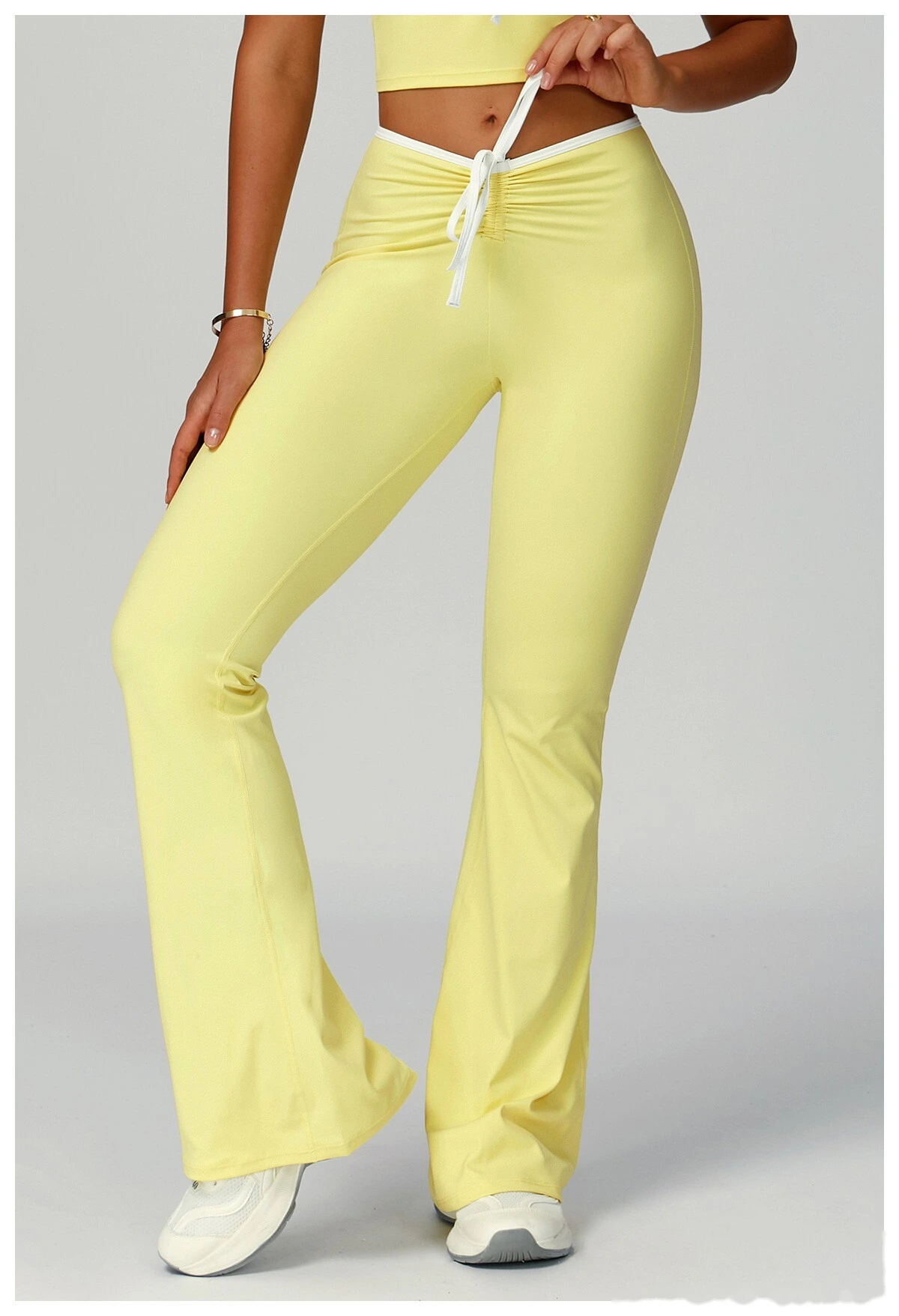 Custom-made contrast-wrapped bell-bottoms yoga fitness exercise high waist slim bell-bottoms women detail