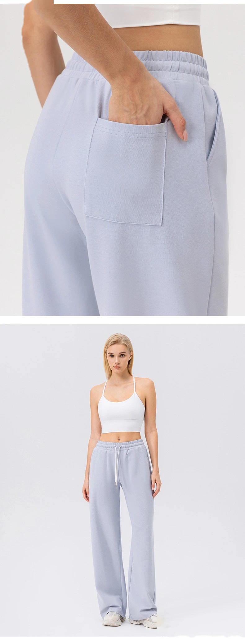 Custom autumn and winter wide-leg leisure sports pants women's high waist loose outdoor running fitness pants detail