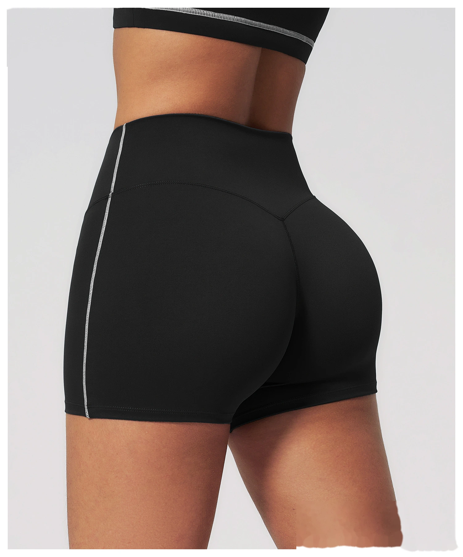 High Waist Peach Hip Naked Feel Yoga Shorts, Elastic Tight Sports Fitness Yoga Short Outfit for Women detail