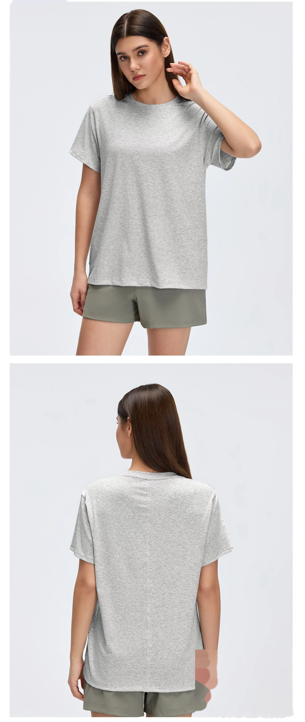 Custom Loose Short‑Sleeve Yoga & Fitness T‑Shirt for Women, Factory Direct Sales, Support Custom OEM/ODM detail