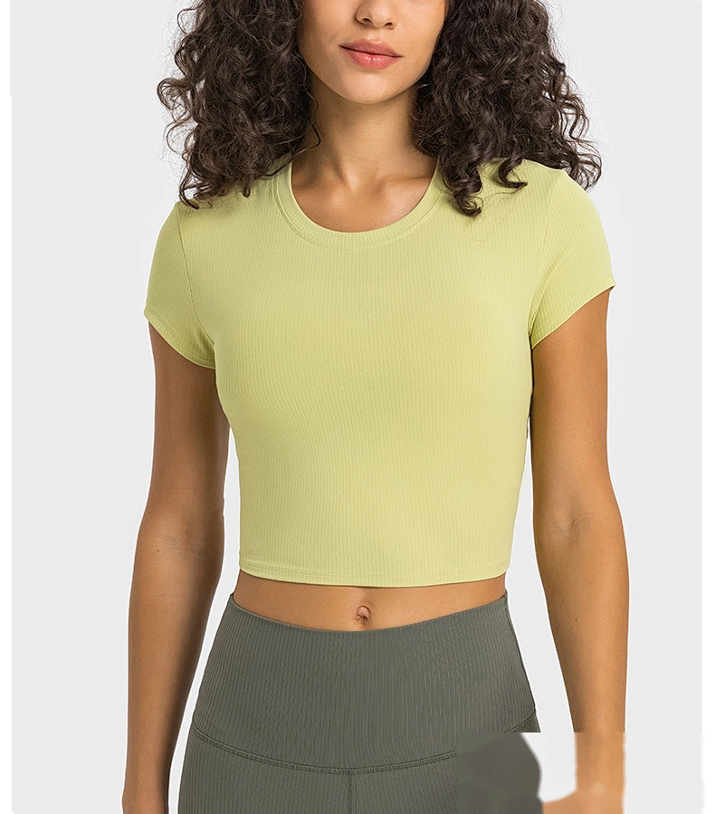 Quality Custom sports shirt sexy navel short yoga short sleeve T-shirt Manufacturer detail