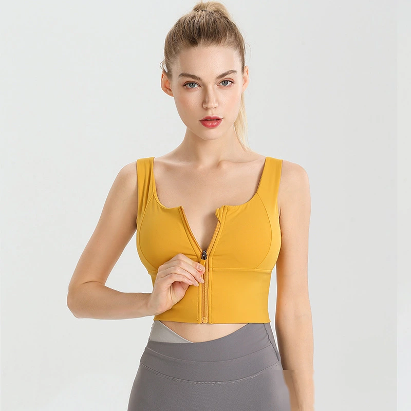 Womens zip up sports bras workout fitness training crop tops detail