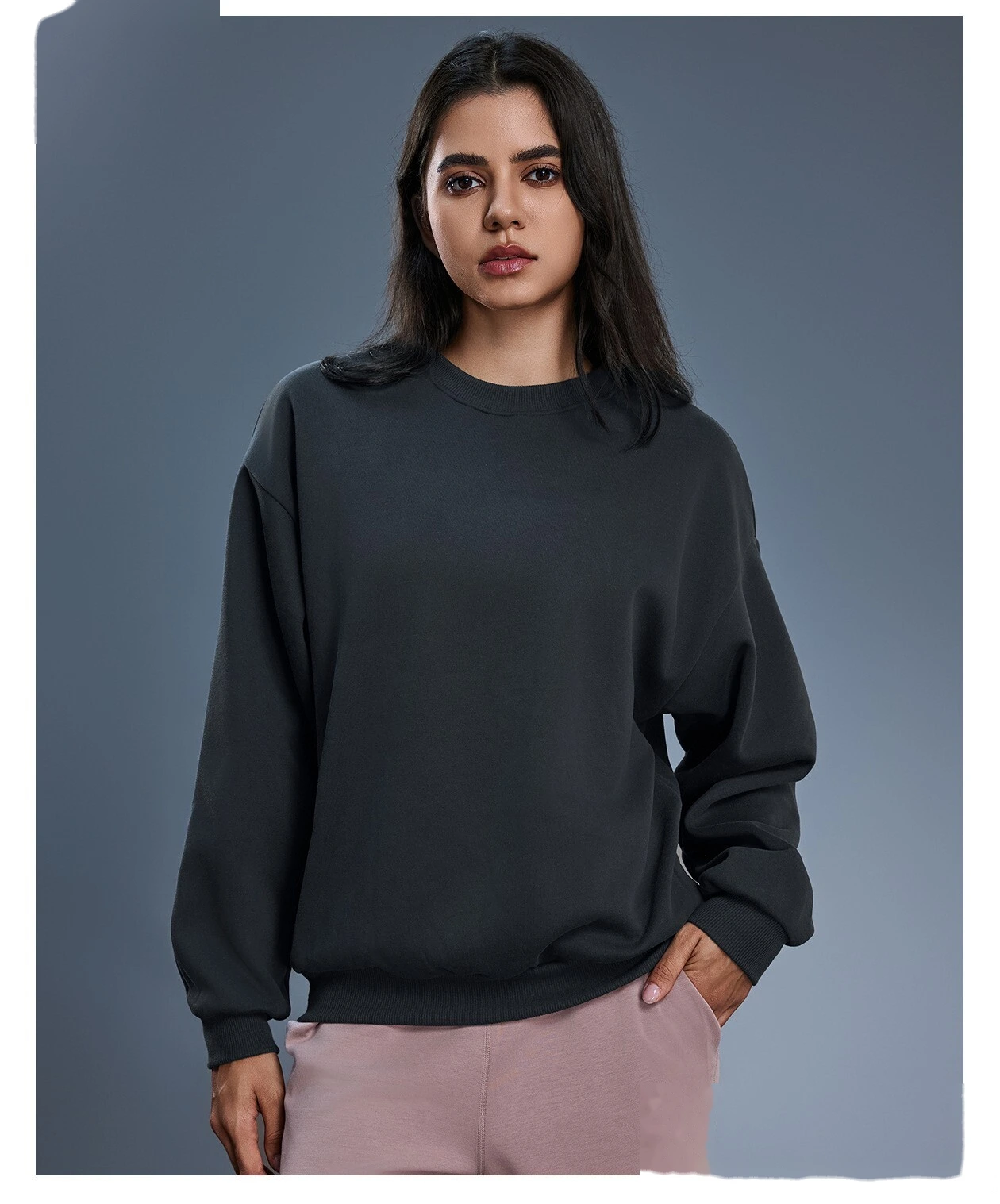 Custom Winter Warm Fleece Crew Neck Sweatshirt for Women - Loose Casual Versatile Long-Sleeve Pullover detail