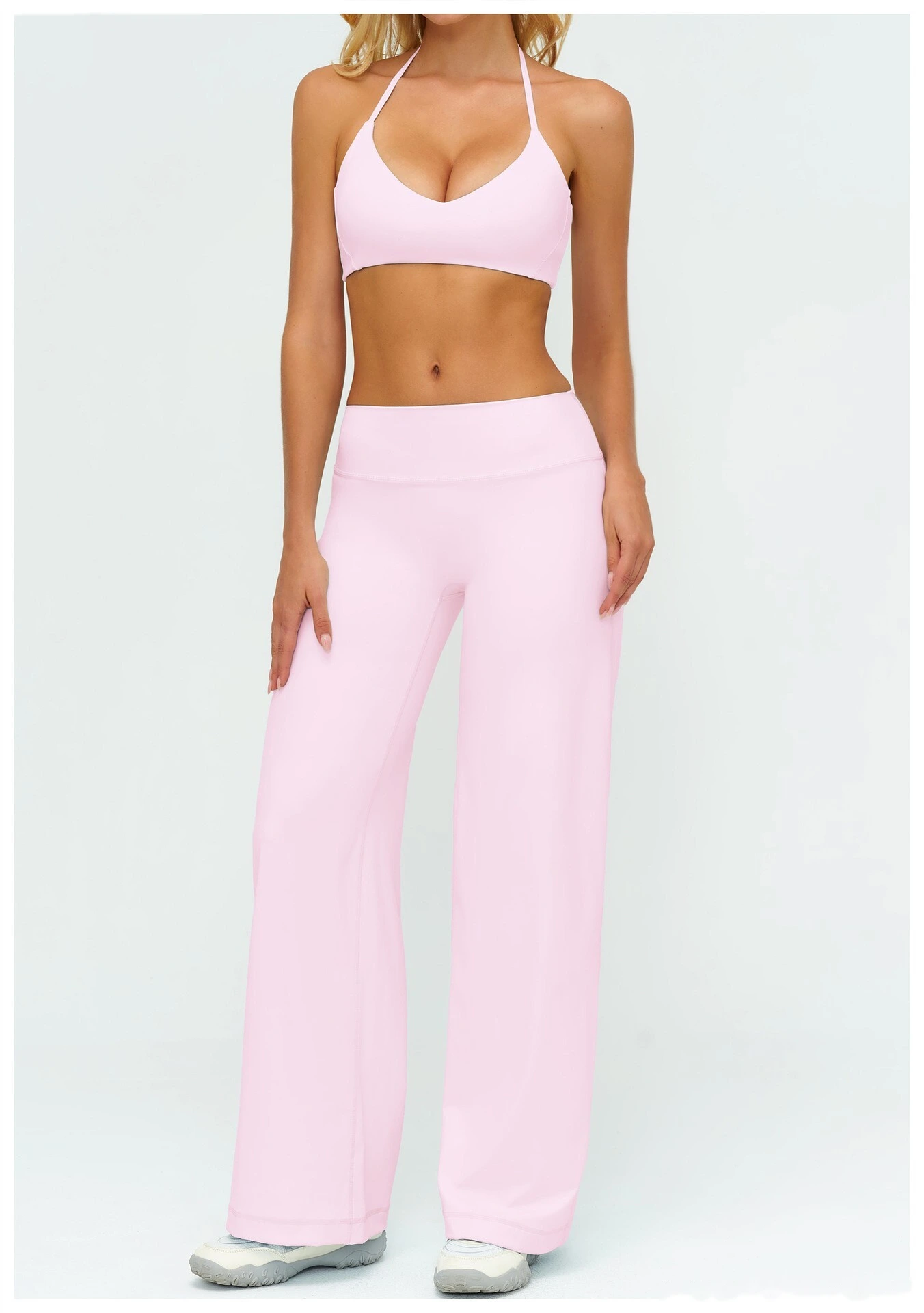 Slim Beauty Back Sports Bra Yoga Set, Casual Wide Leg Quick Dry Yoga Pants Fitness Suit for Women detail