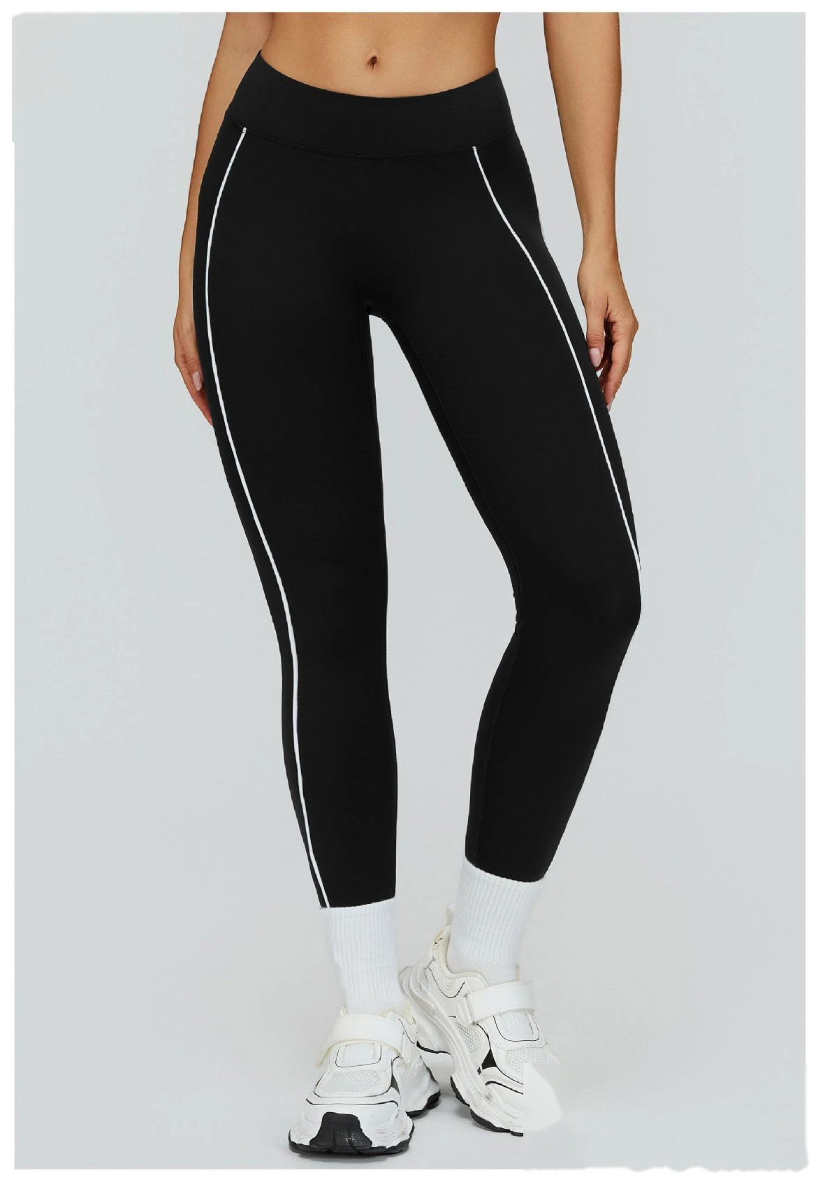 Custom Women’s Naked-Feel Tight Yoga Pants - Color Block High-Waisted Butt-Lifting Running Fitness Leggings detail