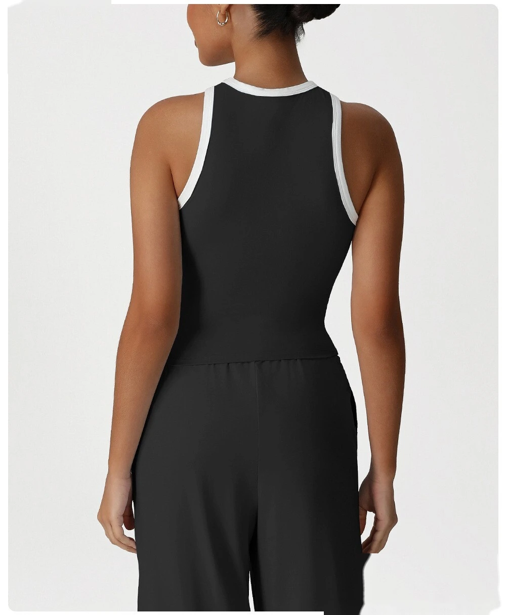 Customized high elastic slim vest running underwear new fashion contrast top fitness sports vest detail