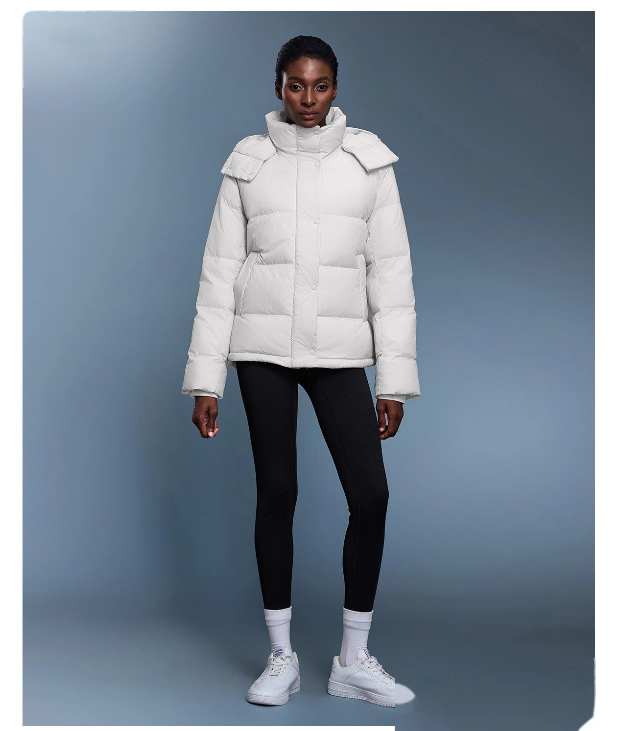 Customized new down jacket women waist drawstring hooded windproof warm bread coat in winter detail