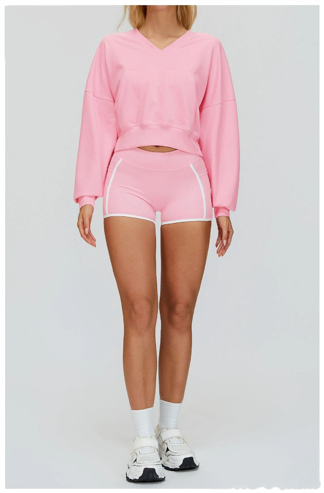 Custom Naked-Feel Yoga Shorts - Women’s High-Waisted Color Block Tight Butt-Lifting Running Shorts detail