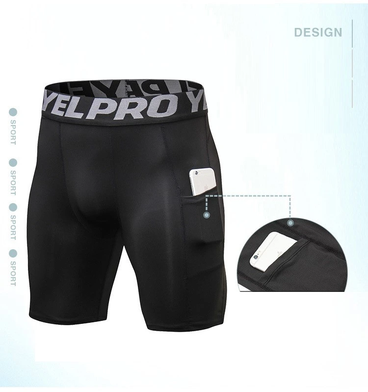 Men pro fitness compression shorts running train quick dry tights pants detail