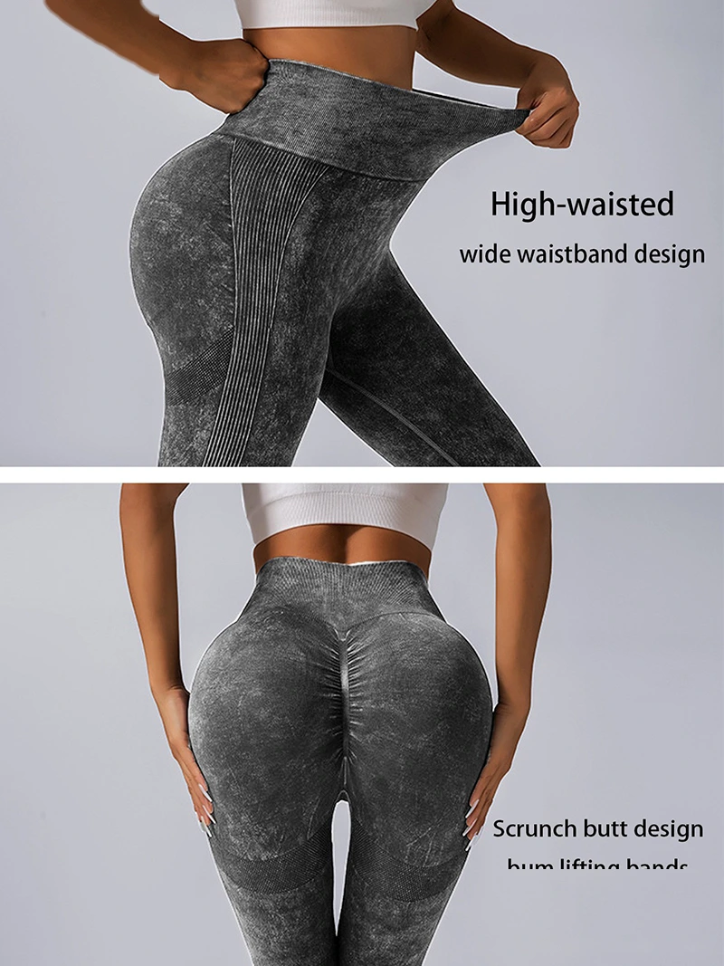 Custom sports scrub tight yoga pants running high waist trumpet fitness pants detail