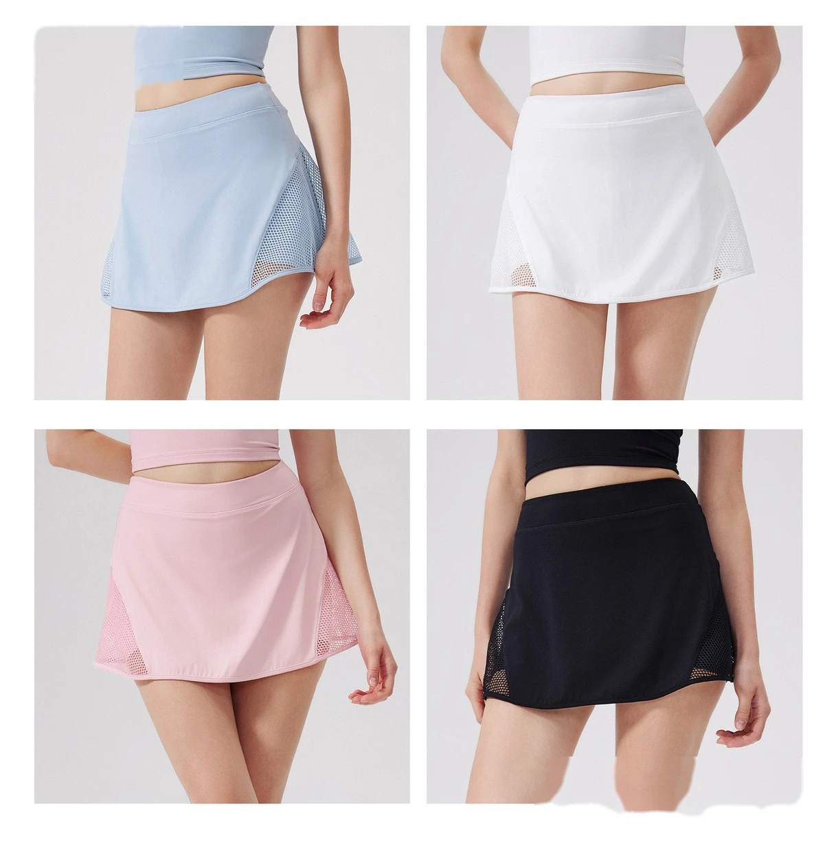 Custom mesh sports skirt nude yoga skirt comfortable anti-exposure skirt pants breathable hollow skirt detail