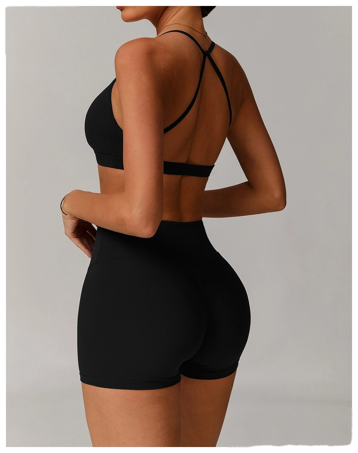 Quick-drying V-neck yoga bra cross-back pleated underwear running fitness bra detail