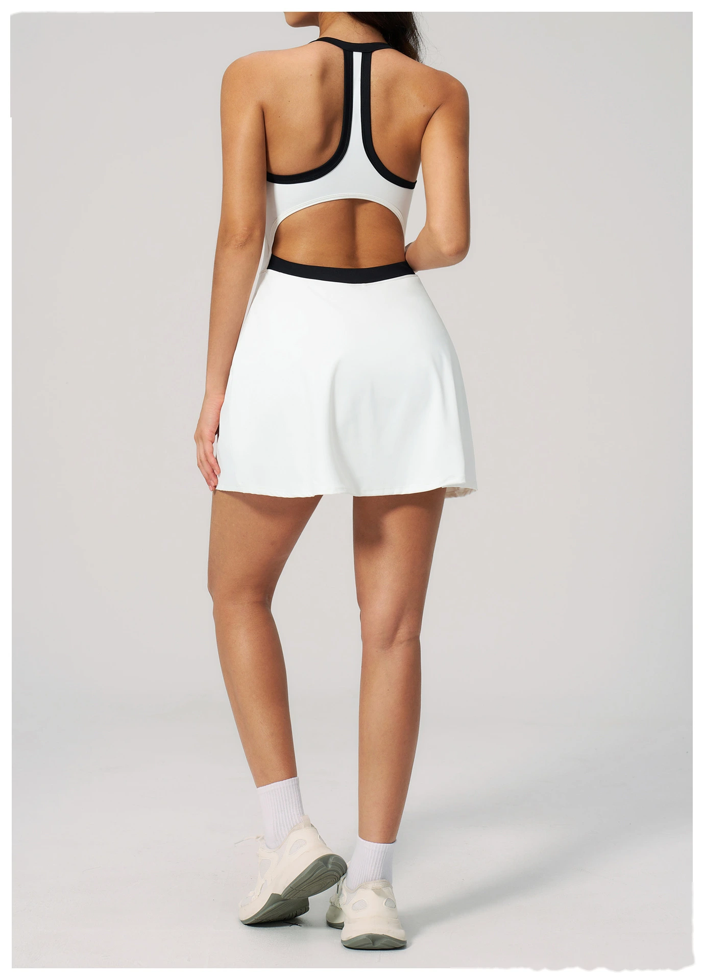 Women's Short Quick Dry Yoga Dress, Hollow Out Design, Naked Feel Slim Breathable Sports Fitness Dress detail