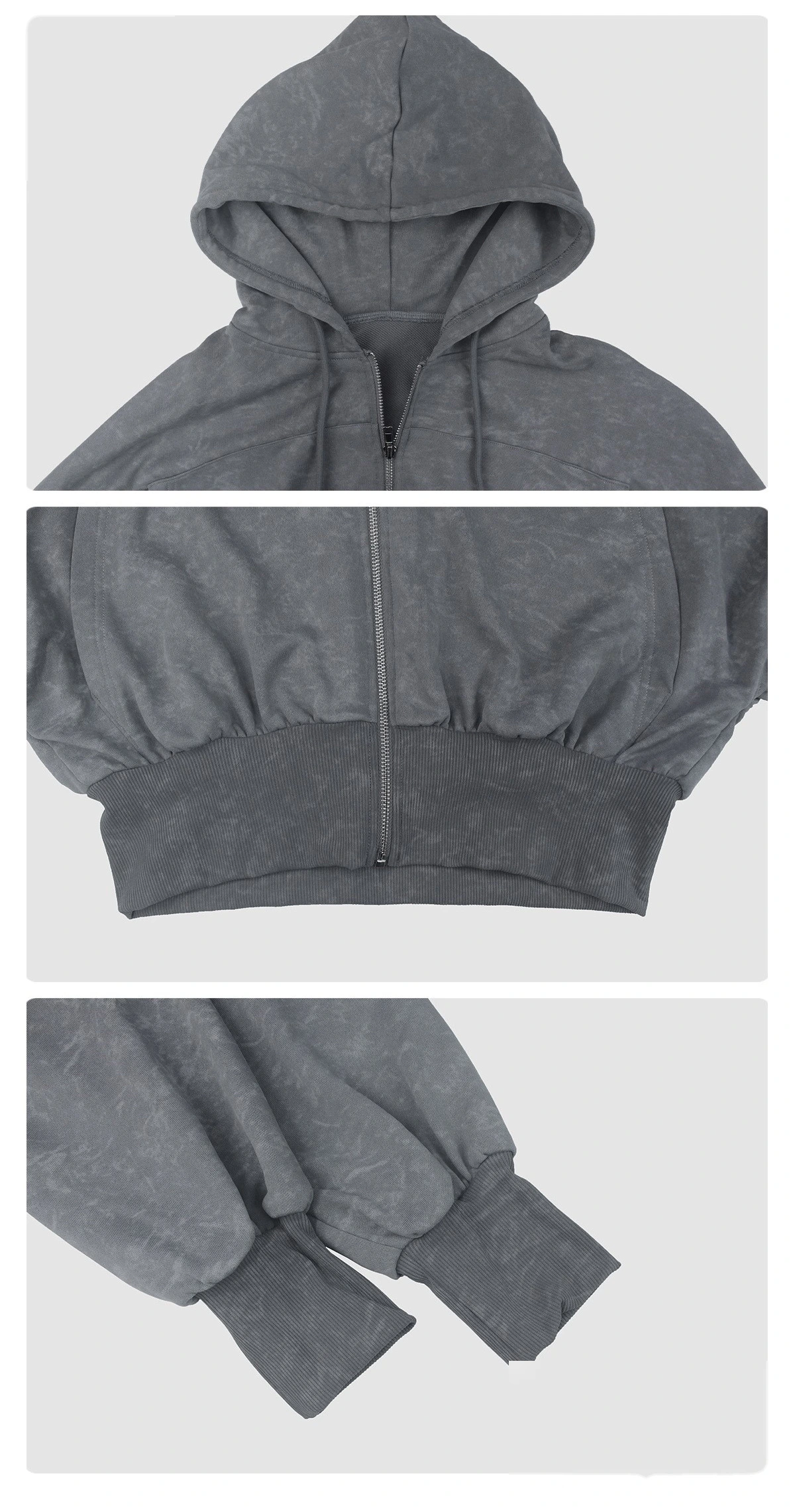 New Autumn & Winter Sports Casual Hooded Sweatshirt - Short-Length Waist-Cinched Retro Printed Cardigan Jacket for Yoga detail