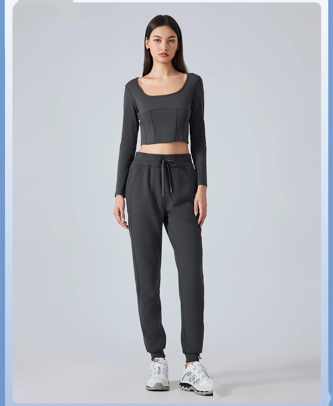 Customized sports, running and fitness long sleeves and short slim yoga clothes tops detail