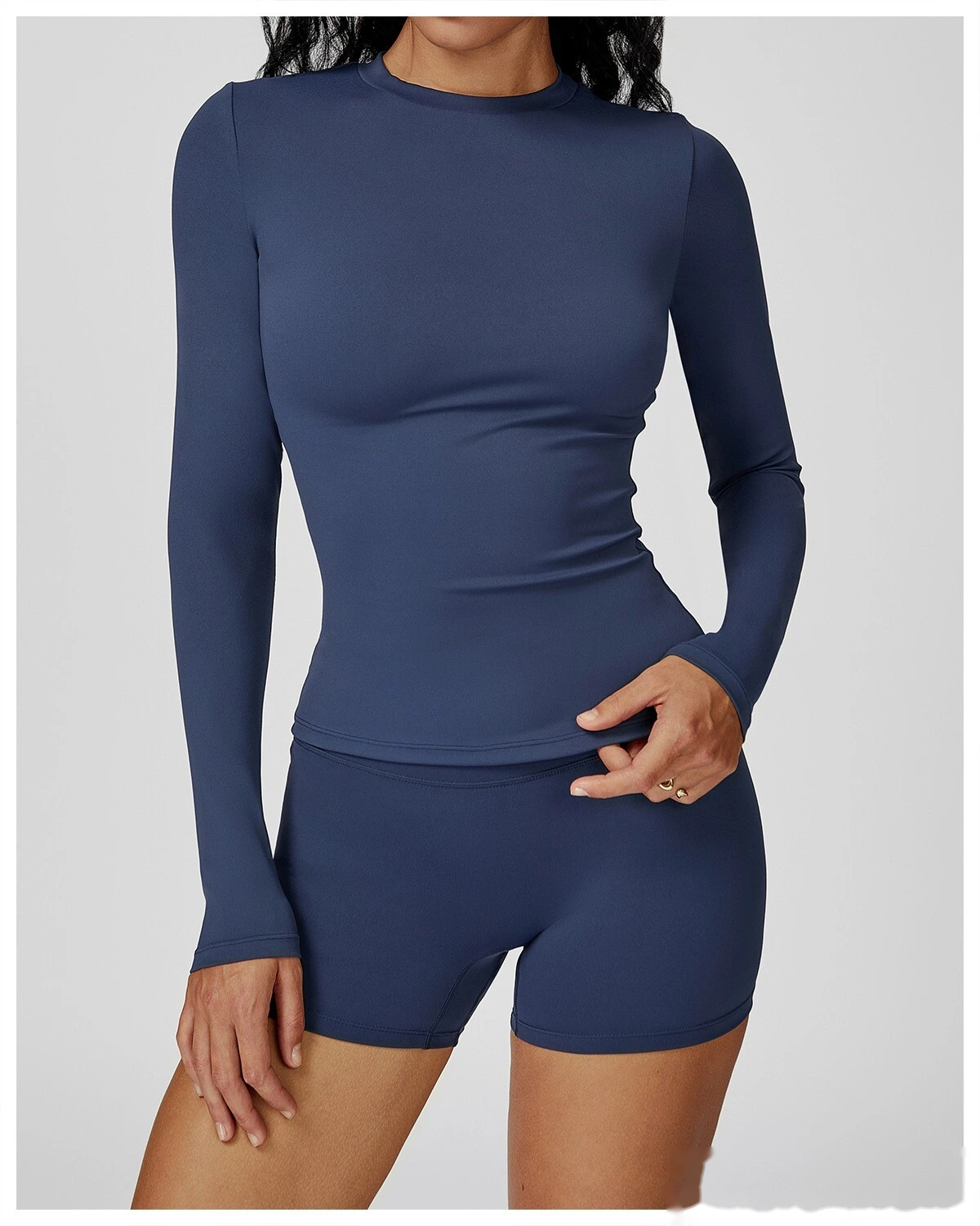 Custom-made women's fashion comfortable high-elastic yoga fitness tight T-shirt detail