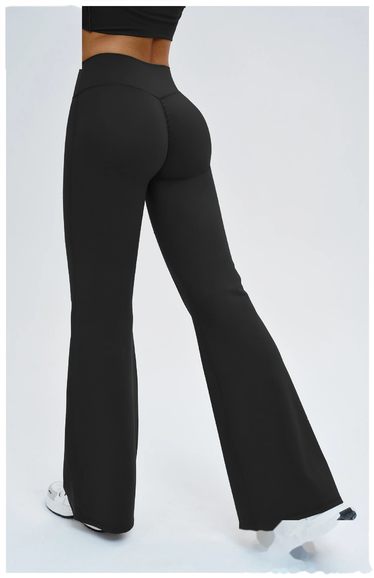 Custom High-Waisted Wide-Leg Yoga Pants - Women's Slimming Flare Outdoor Running Sports Trousers detail