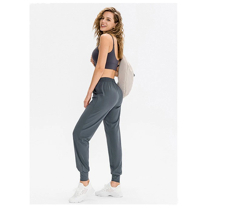 Customized women's elastic leisure sports elastic leg pants running fitness pants loose yoga pants detail