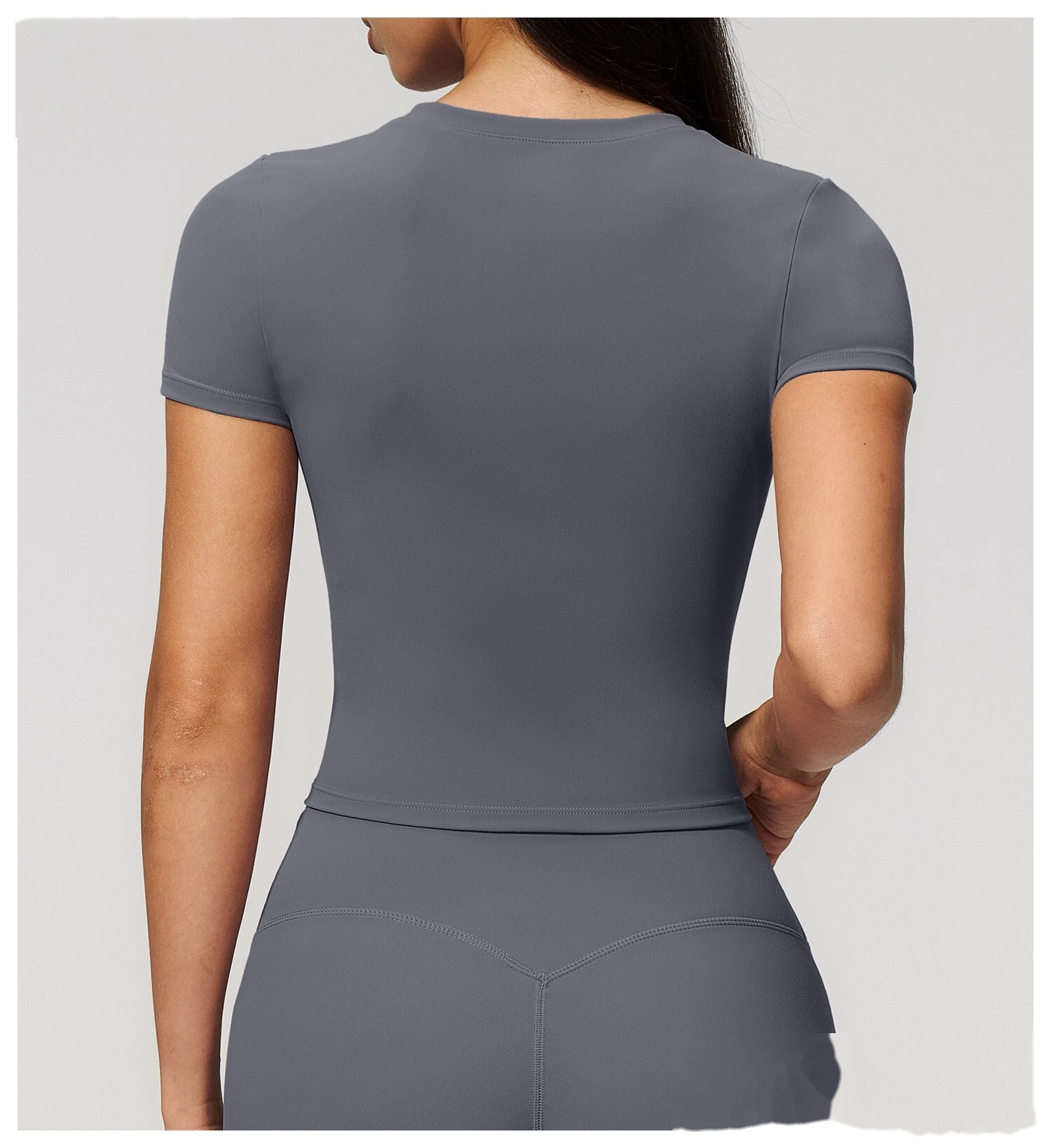 High elastic breathable yoga clothes short sleeves tight slim short sports leisure fitness Pilates T-shirt detail
