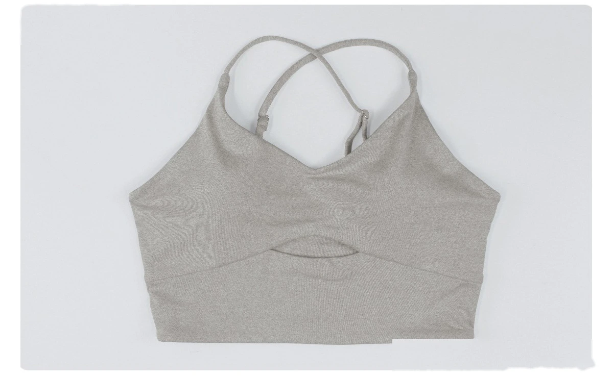 Women's Nude Feel Cutout Thin Strap Sports Bra Shockproof Push Up Racerback for Running Yoga Gym detail