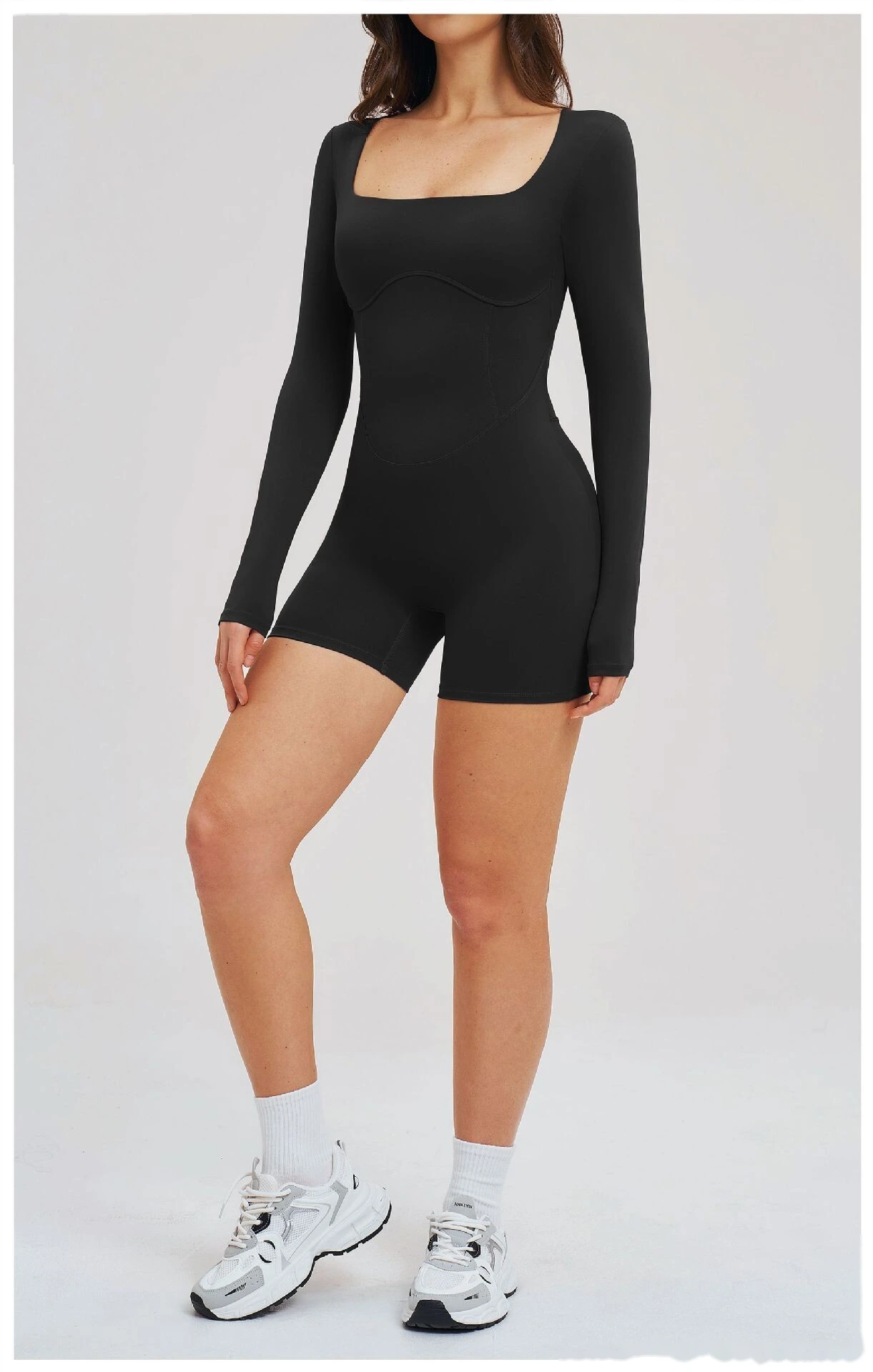 Women's Custom Hollow Out Open Back Tight Fitness Onesie - Long Sleeve Yoga Suit for Outdoor Running & Gym detail