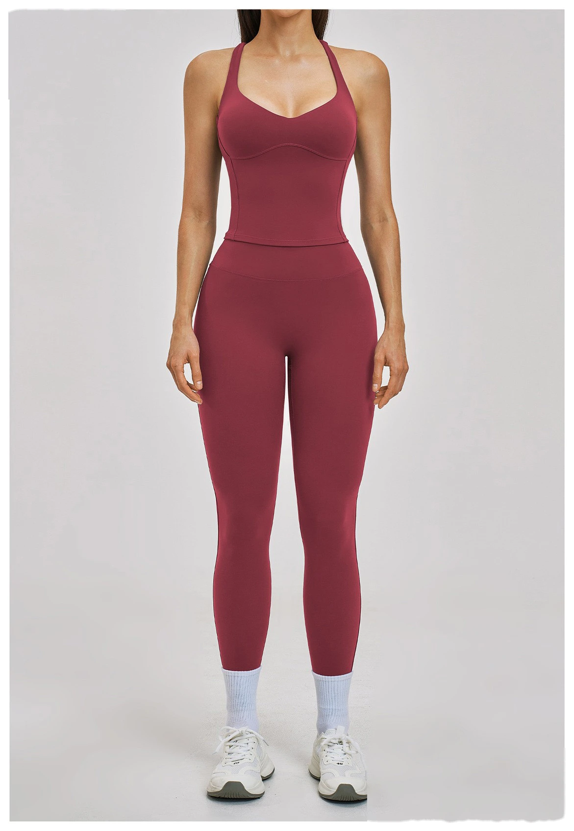 Women’s Crisscross Back Yoga Set Beauty Back Sports Vest & Workout Tight Leggings Fitness Outfit detail