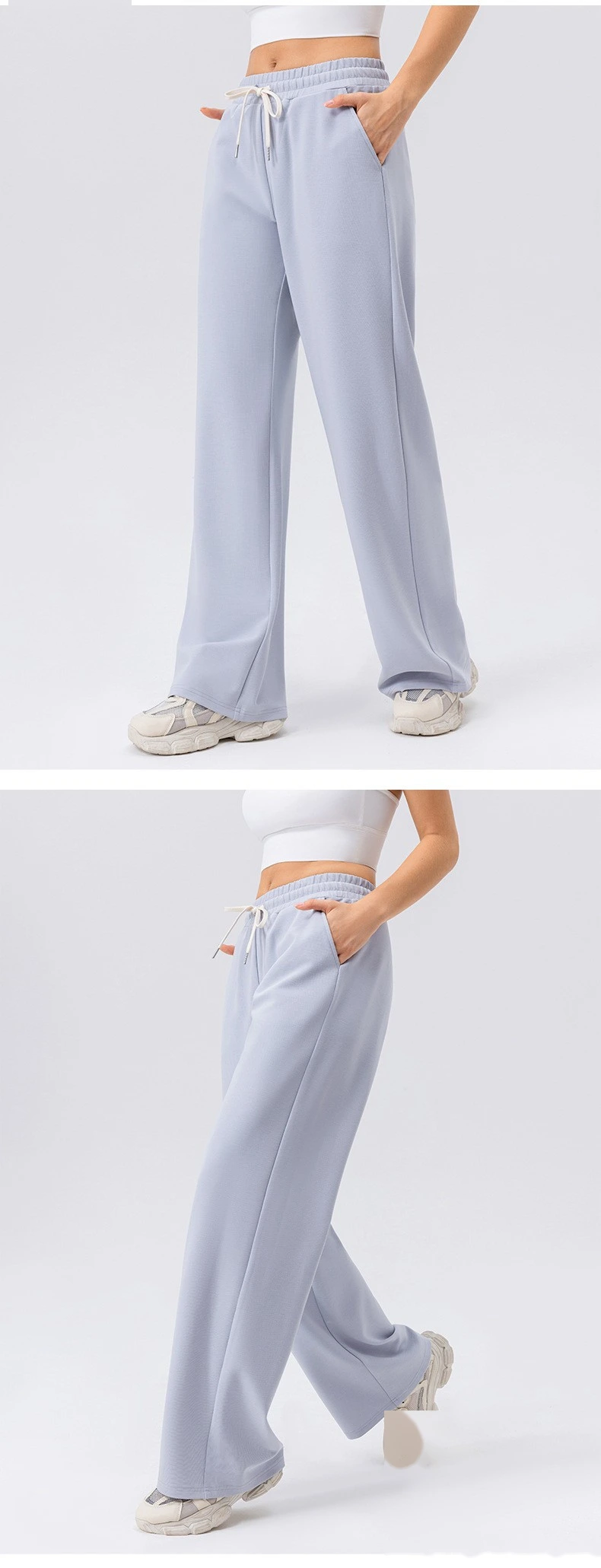 Custom autumn and winter wide-leg leisure sports pants women's high waist loose outdoor running fitness pants detail