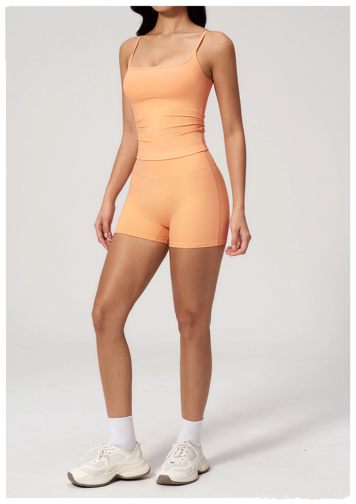 Women's Yoga Set, Slim Fit Sports Tank Top and Hip Lifting High Stretch Yoga Shorts for Running Workout detail