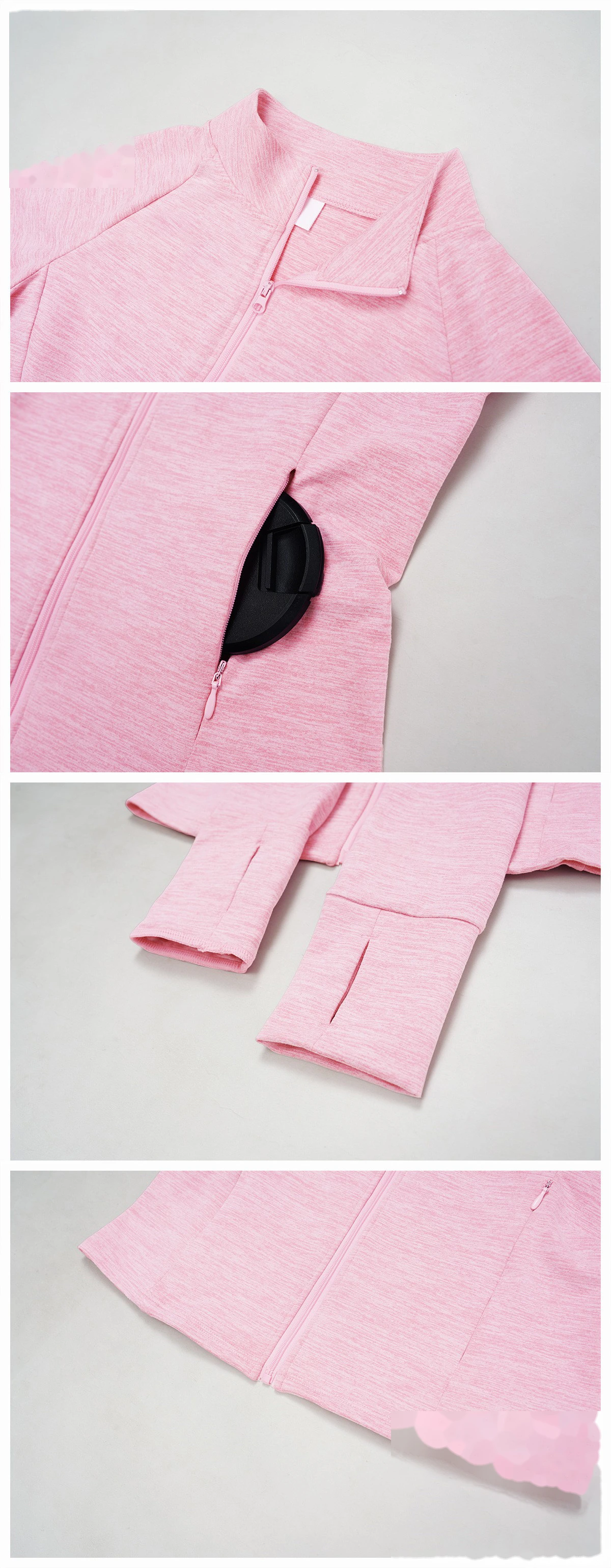 Customized long sleeve jacket zipper pocket quick-drying tight top outdoor sports running fitness jacket detail