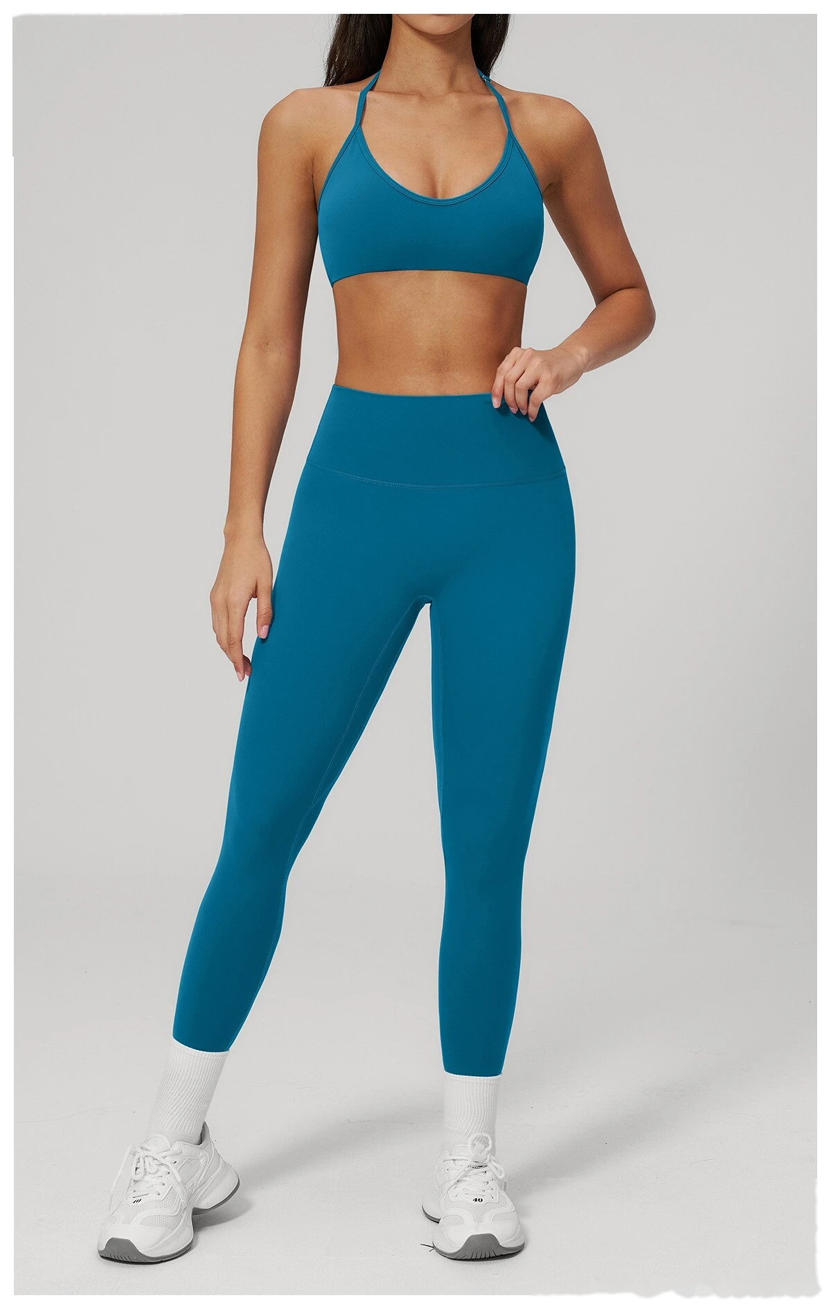 Custom Women's Beauty Back Sports Bra High Waist Butt Lifting Yoga Leggings 2 Piece Workout Set detail