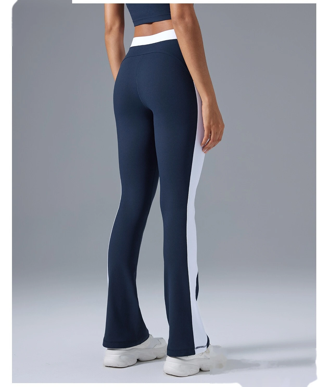 Customized contrast micro-pants, high waist and slim, wearing fitness yoga pants and leisure sports pants. detail