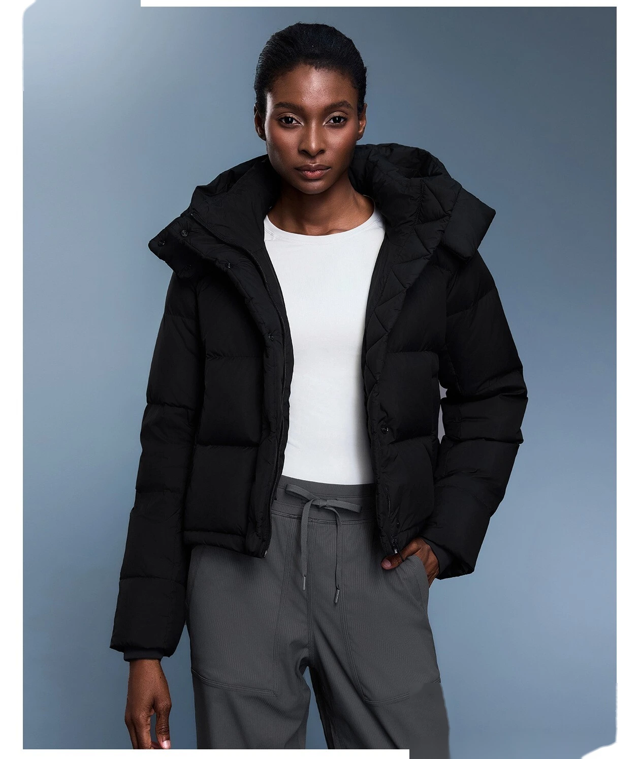 Customize the new winter detachable hooded thick warm loose fashion coat down jacket women. detail