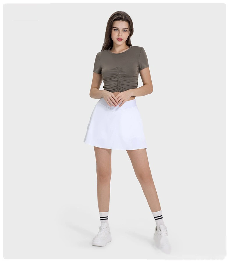 Customized folding movement short-sleeved slim slimming short yoga top woman detail