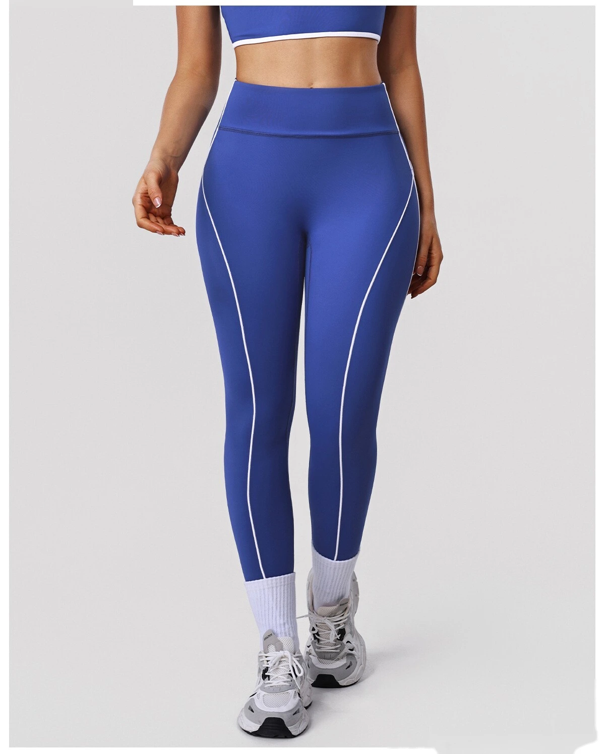 Custom Color Block Nude Feel Yoga Set - Women's High-Waisted High-Stretch Leggings for Gym Running Fitness detail