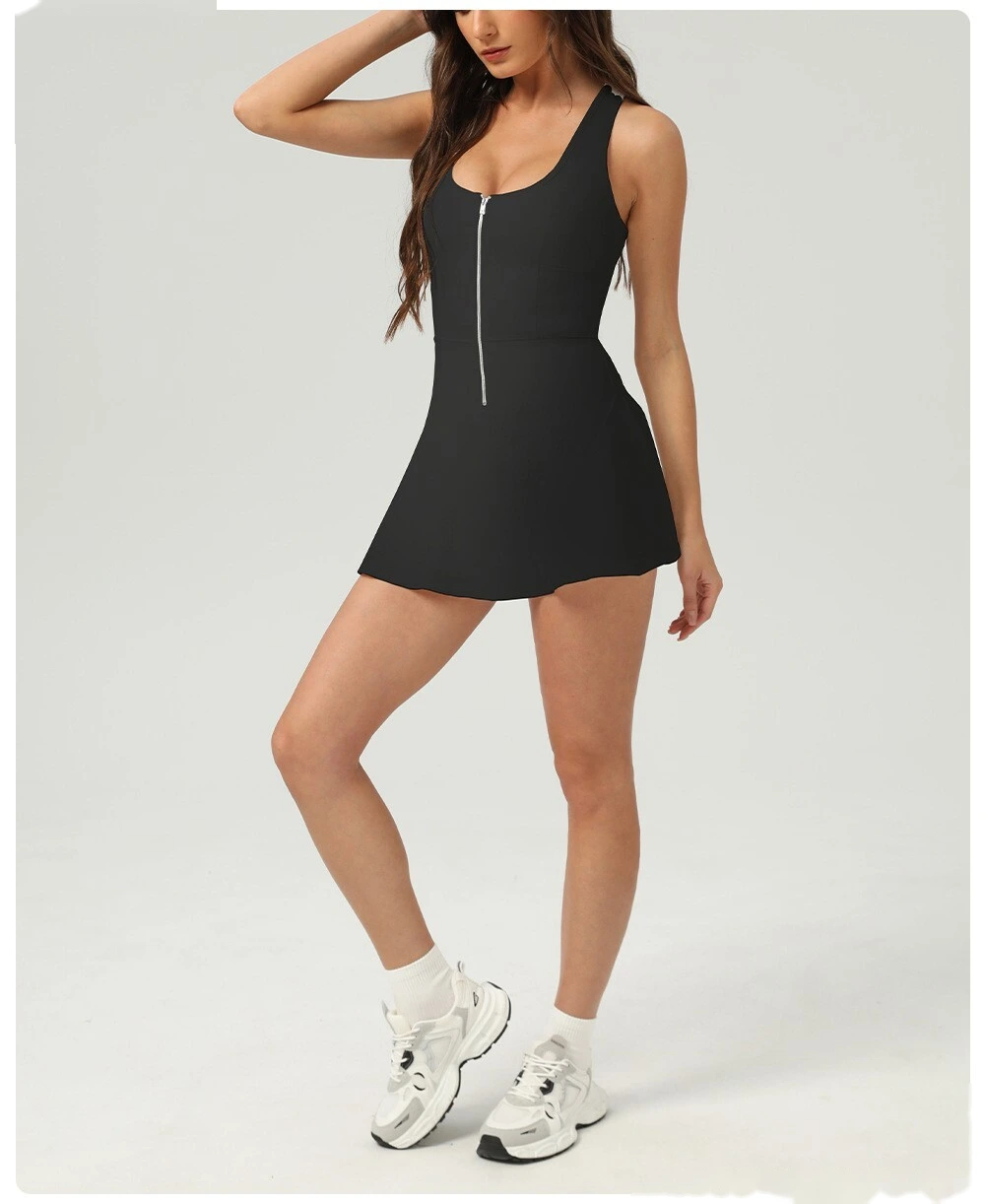 Customized sleeveless tennis dress outdoor sports skirt anti-exposure integrated leggings skirt detail
