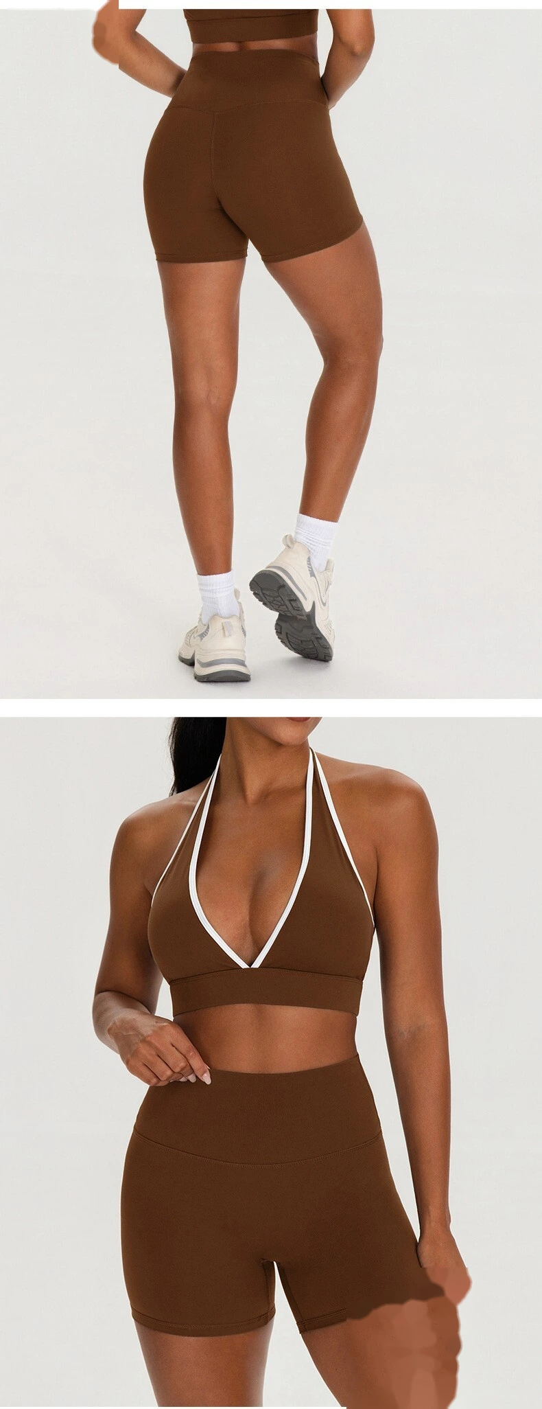 Women’s Breathable Tight Sports Shorts with Pockets Custom Quick Dry High Stretch Yoga Gym Shorts detail
