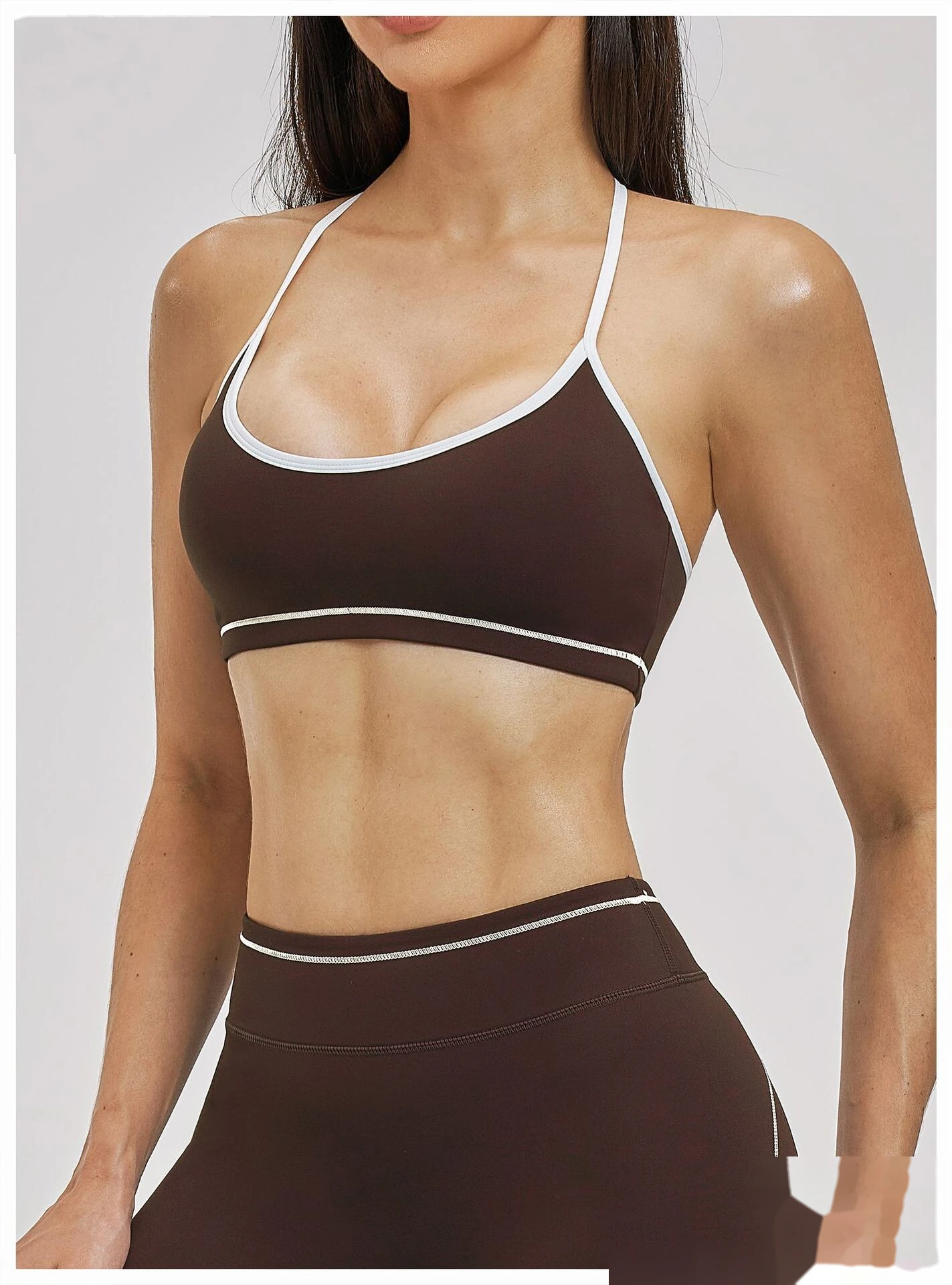 Custom Women’s Color Block Beauty Back Sports Bra Medium Support Yoga Gym Bra detail