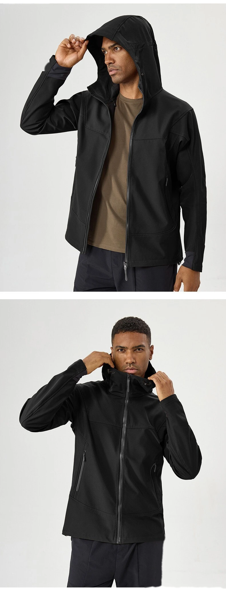 Custom Hooded Outdoor Jacket for Men - Fleece-Lined, Warm, Waterproof & Windproof detail