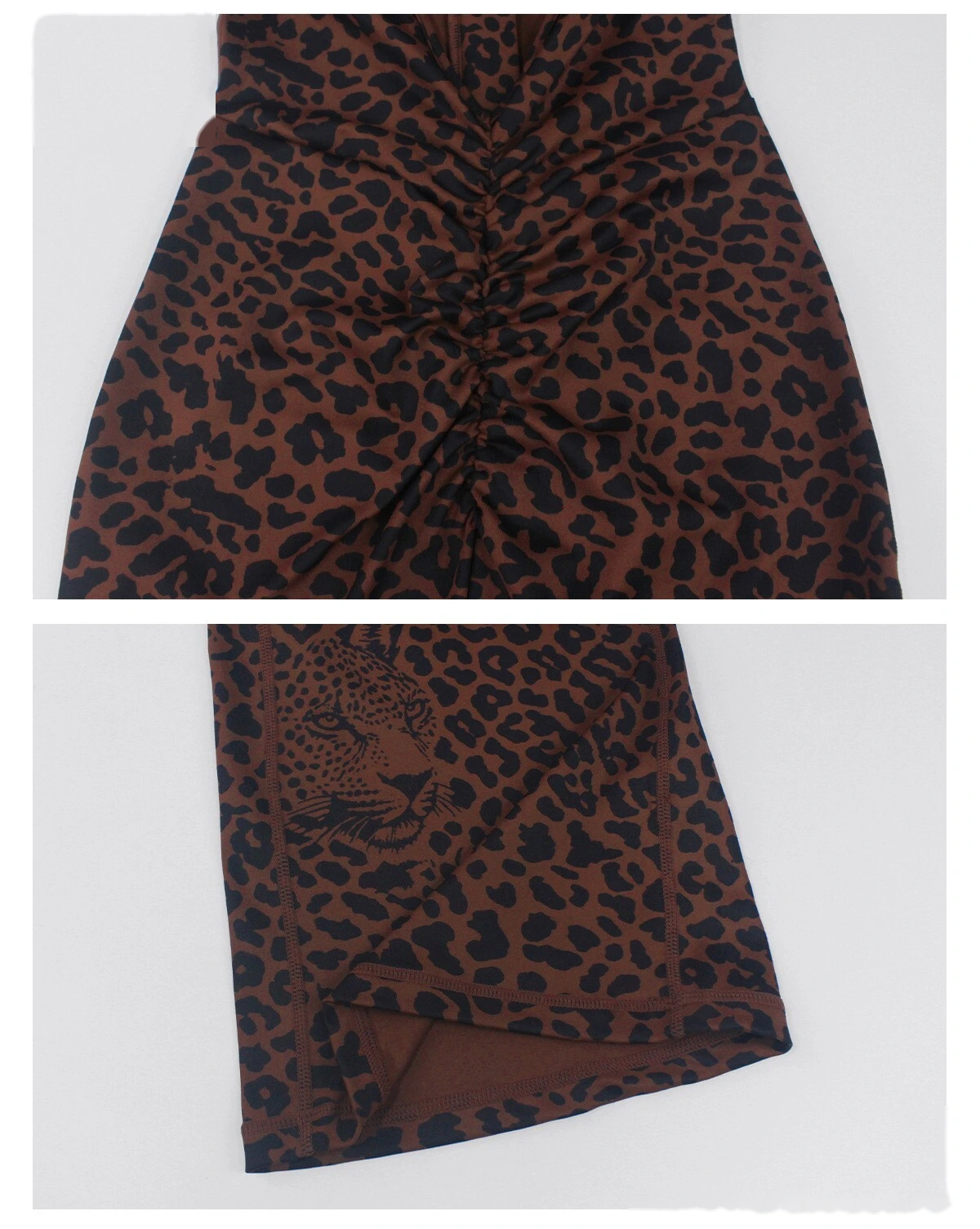 Custom Leopard Print Yoga Bodysuit - Women's Open Back Flared Butt-Lifting Sexy Casual Sports Jumpsuit detail