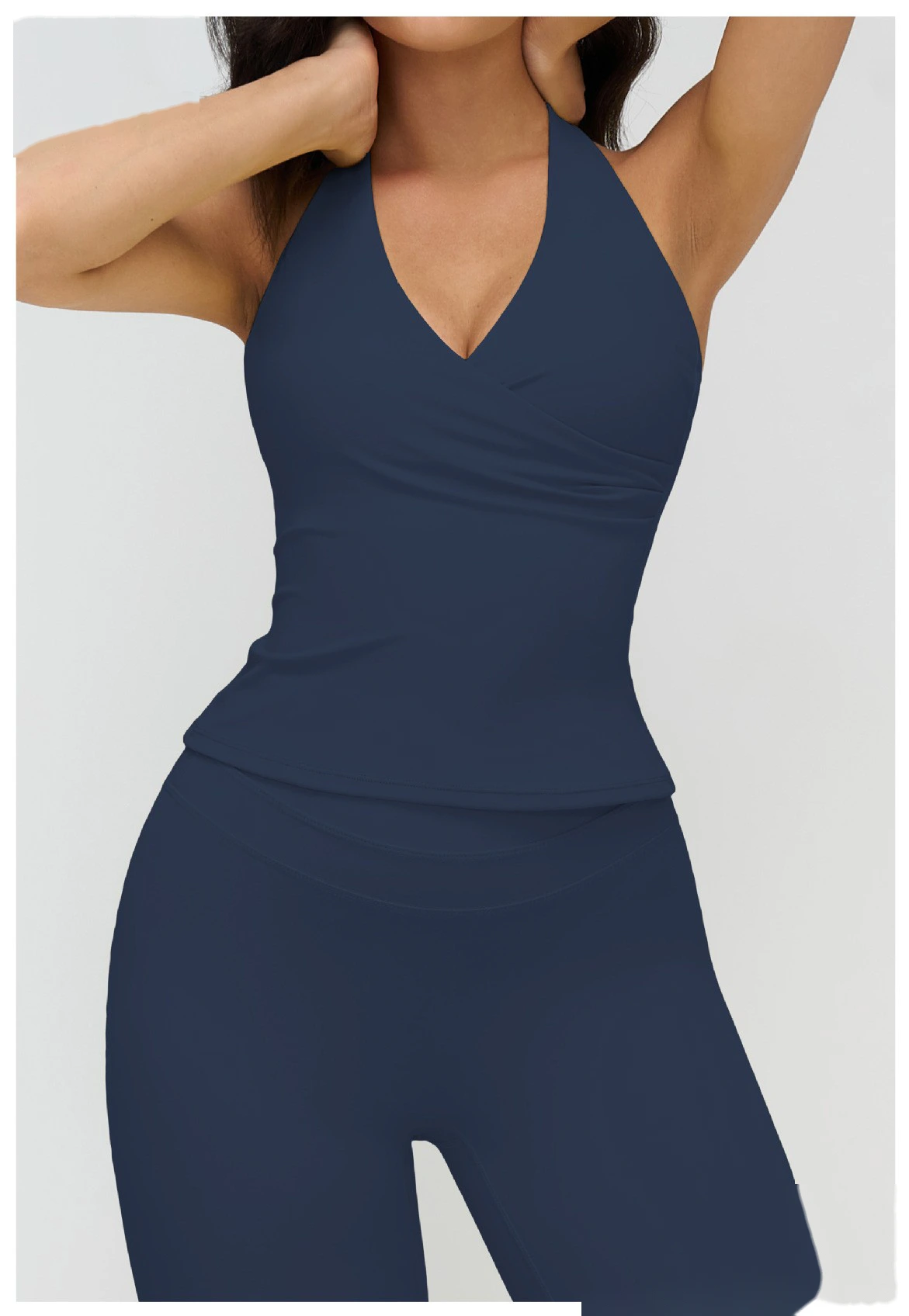 Custom V-Neck Halter Yoga Tank Top - Slim Fit Open Back Sports Bra for Running detail