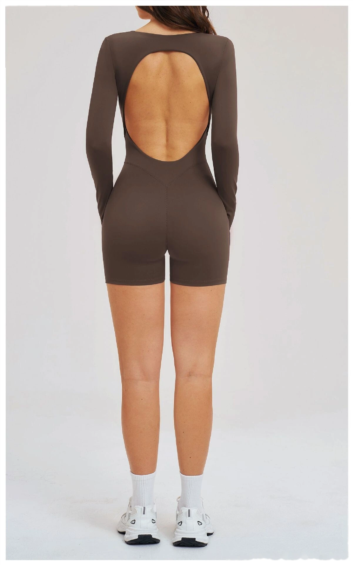 Women's Custom Hollow Out Open Back Tight Fitness Onesie - Long Sleeve Yoga Suit for Outdoor Running & Gym detail